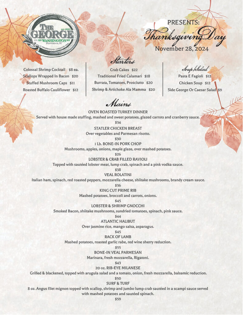 The George thanksgivng menu