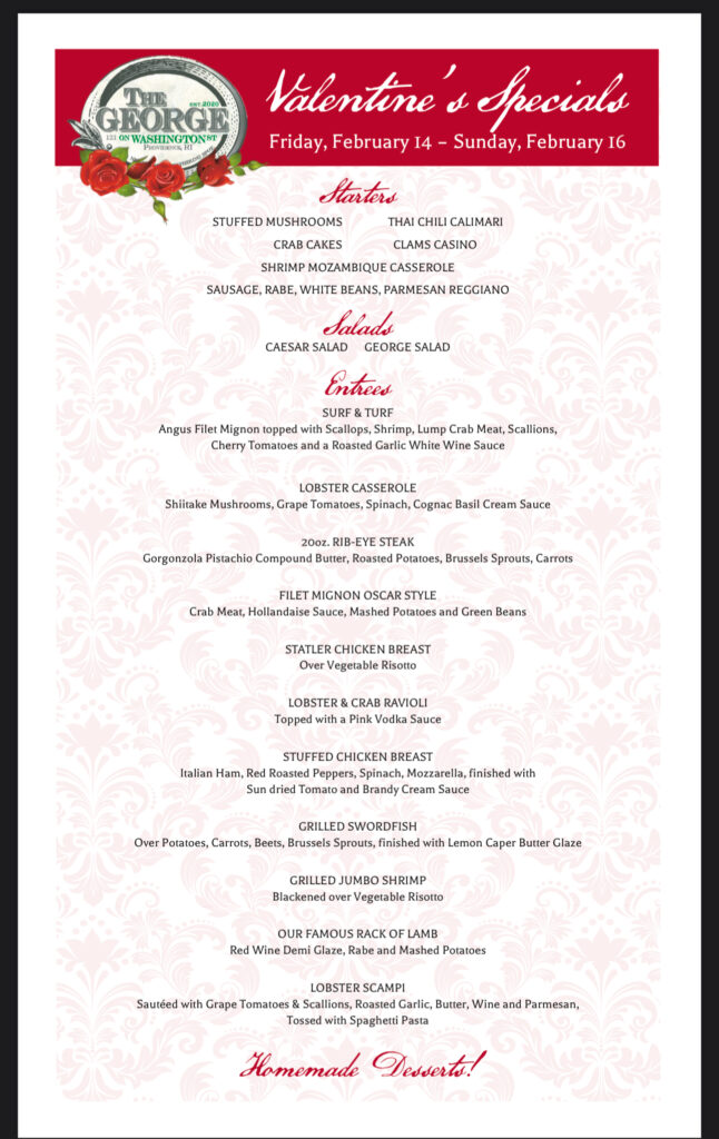 Valentines Day Menu